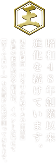 昭和48年創業の王様印（キングジルシ）乃かすてい羅（ベビーカステラ）・タピオカ専門店 キング堂